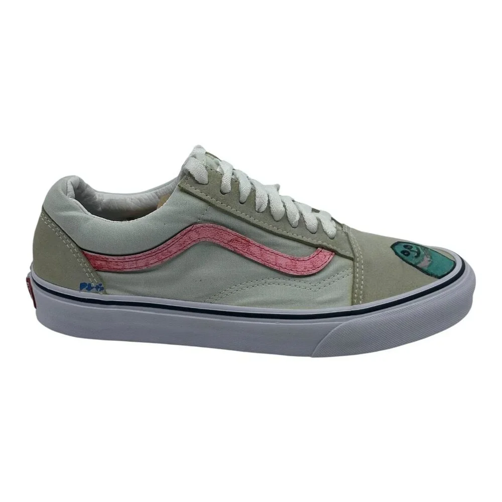 Vans Old Skool Sneakers Unisex M7.5‎ W9 Sage Green Good Custom Hand Painted Art